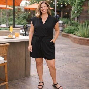 Athleta Black Faux Wrap Romper – XL